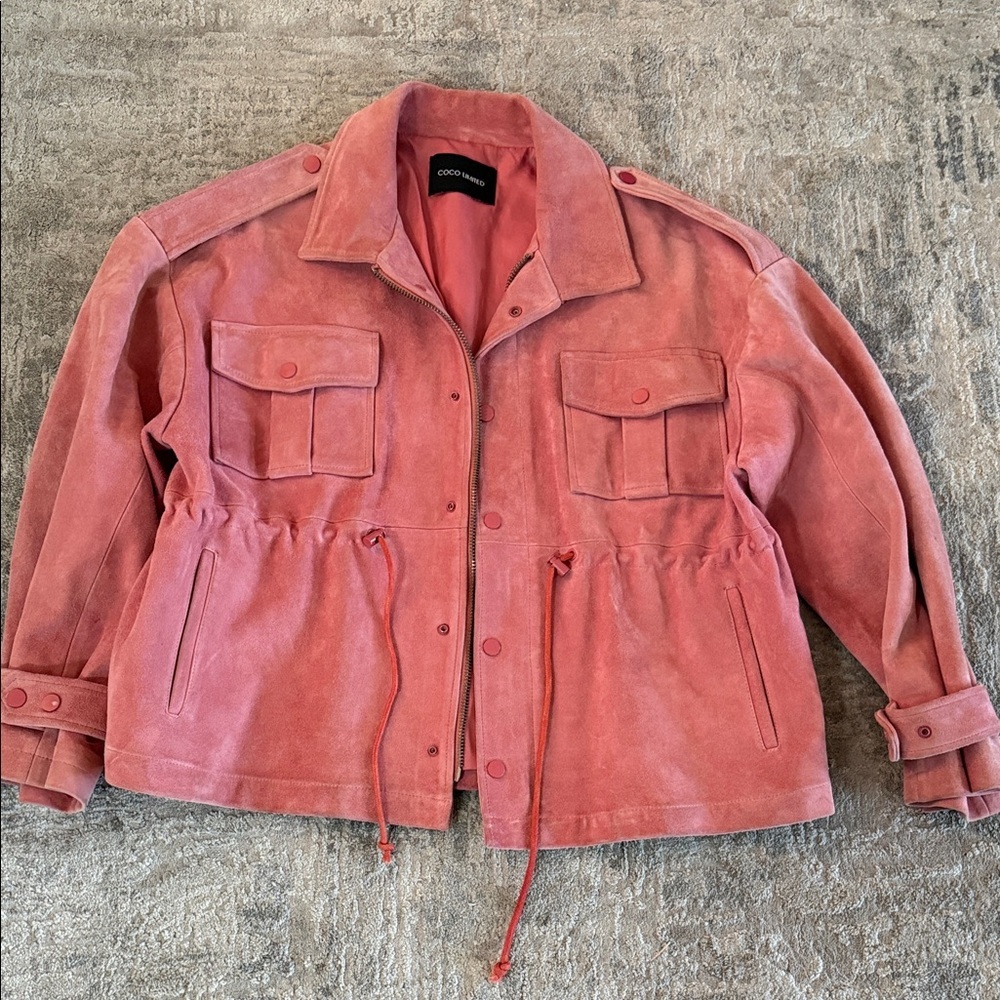 Coco Limited 100% Suede Leather Jacket Pink – Women’s M